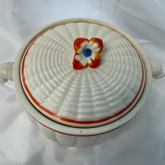 Basket Weave Cookie Jar Biscuit Jar Marked Made In Japan Beauchin Ware Japanese - Picture 3 of 7